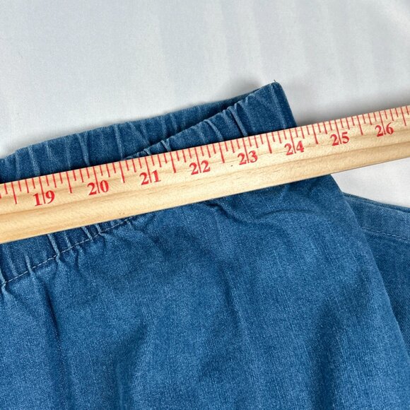 Denim 24/7 Size 34 W Plus Size Wide Leg Jeans Pull On Blue Jeans Flare Leg #1 - Picture 4 of 8